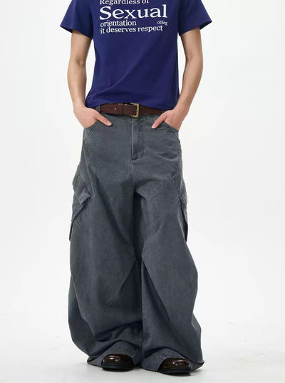 Washed Baggy Fit Cargo Pants Korean Street Fashion Pants By 77Flight Shop Online at OH Vault