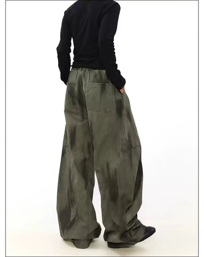 Washed Pleats Wide Cargo Pants Korean Street Fashion Pants By Mr Nearly Shop Online at OH Vault