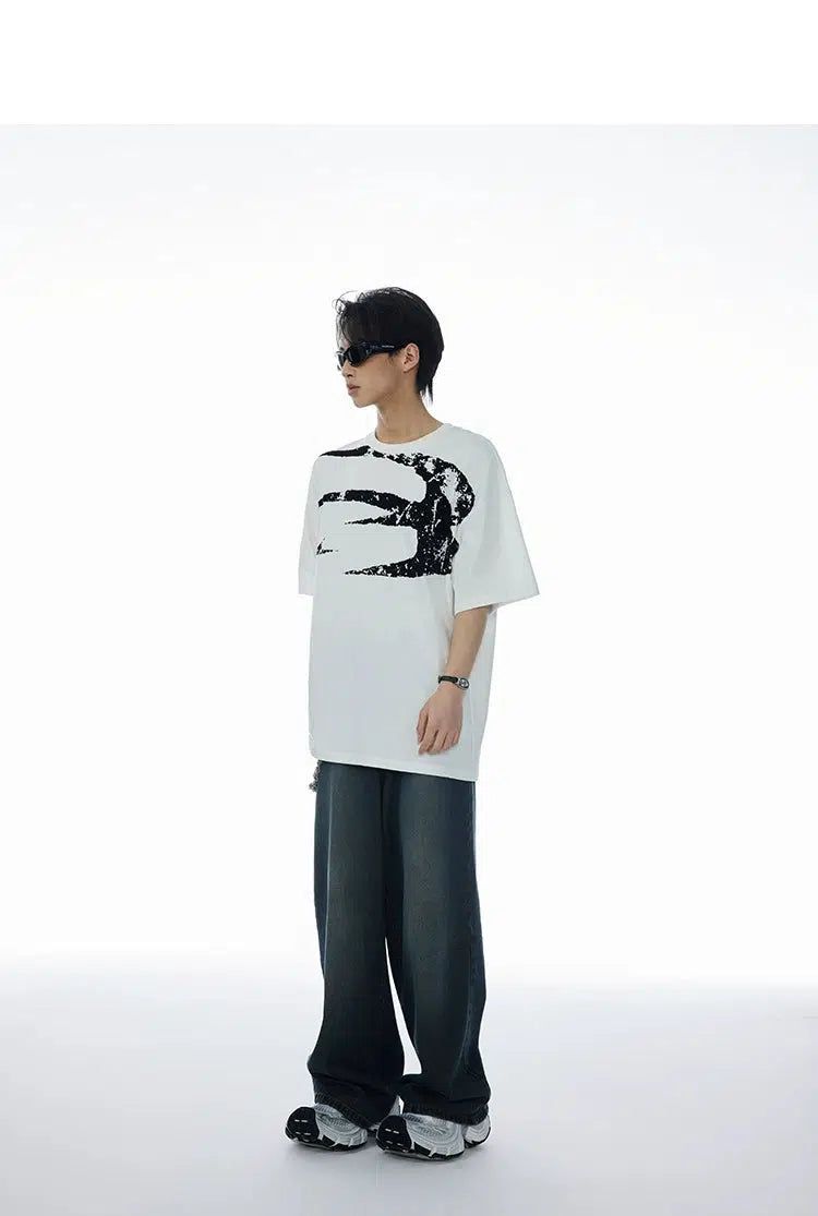 Grunge Logo Print T-Shirt Korean Street Fashion T-Shirt By Cro World Shop Online at OH Vault