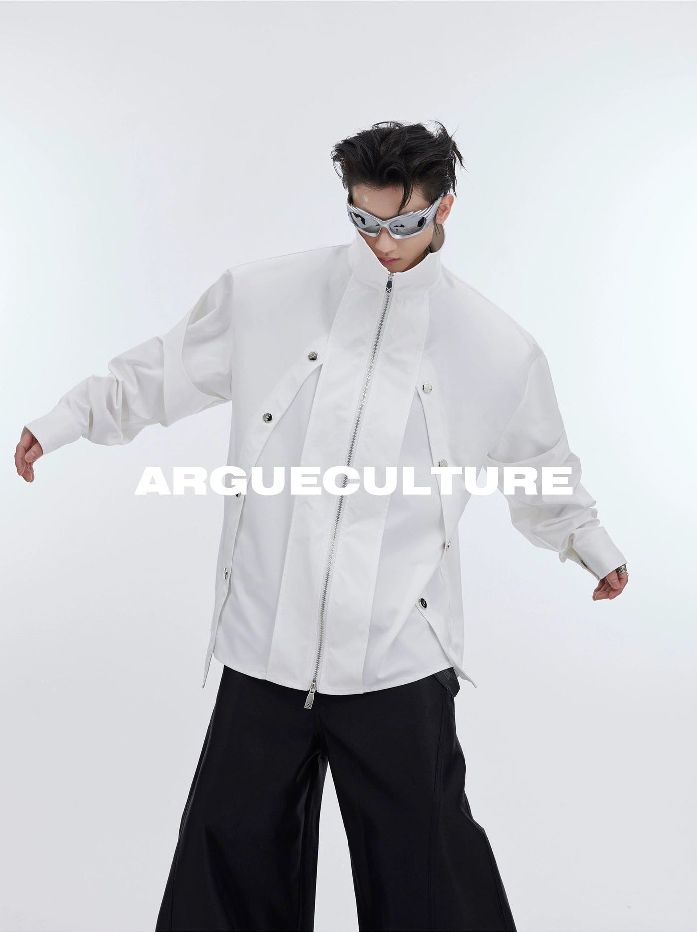 Structured Button and Zipper Jacket Korean Street Fashion Jacket By Argue Culture Shop Online at OH Vault