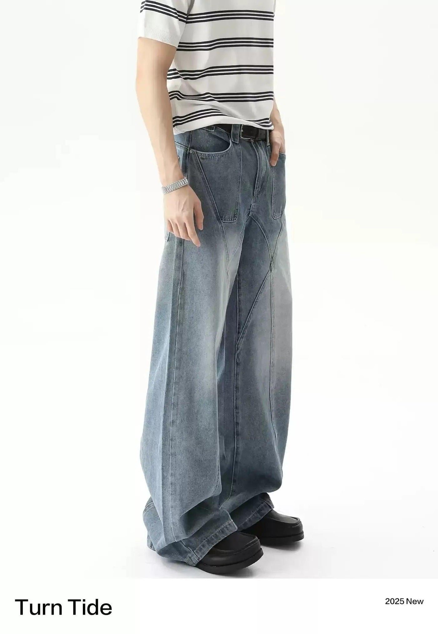 Structured Faded Jeans Korean Street Fashion Jeans By Turn Tide Shop Online at OH Vault
