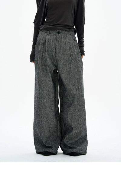 Pleated Tweed Trousers Korean Street Fashion Trousers By 77Flight Shop Online at OH Vault