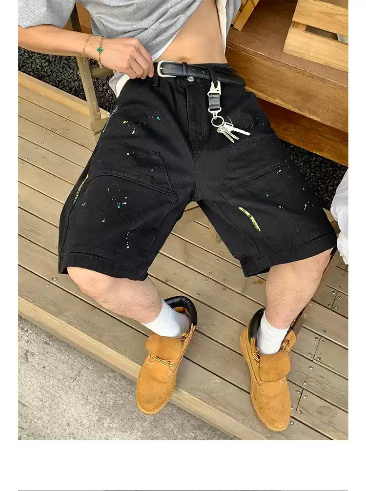 Paint Splatters Denim Shorts Korean Street Fashion Shorts By Poikilotherm Shop Online at OH Vault