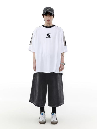 Spliced Side Line T-Shirt Korean Street Fashion T-Shirt By Mr Nearly Shop Online at OH Vault