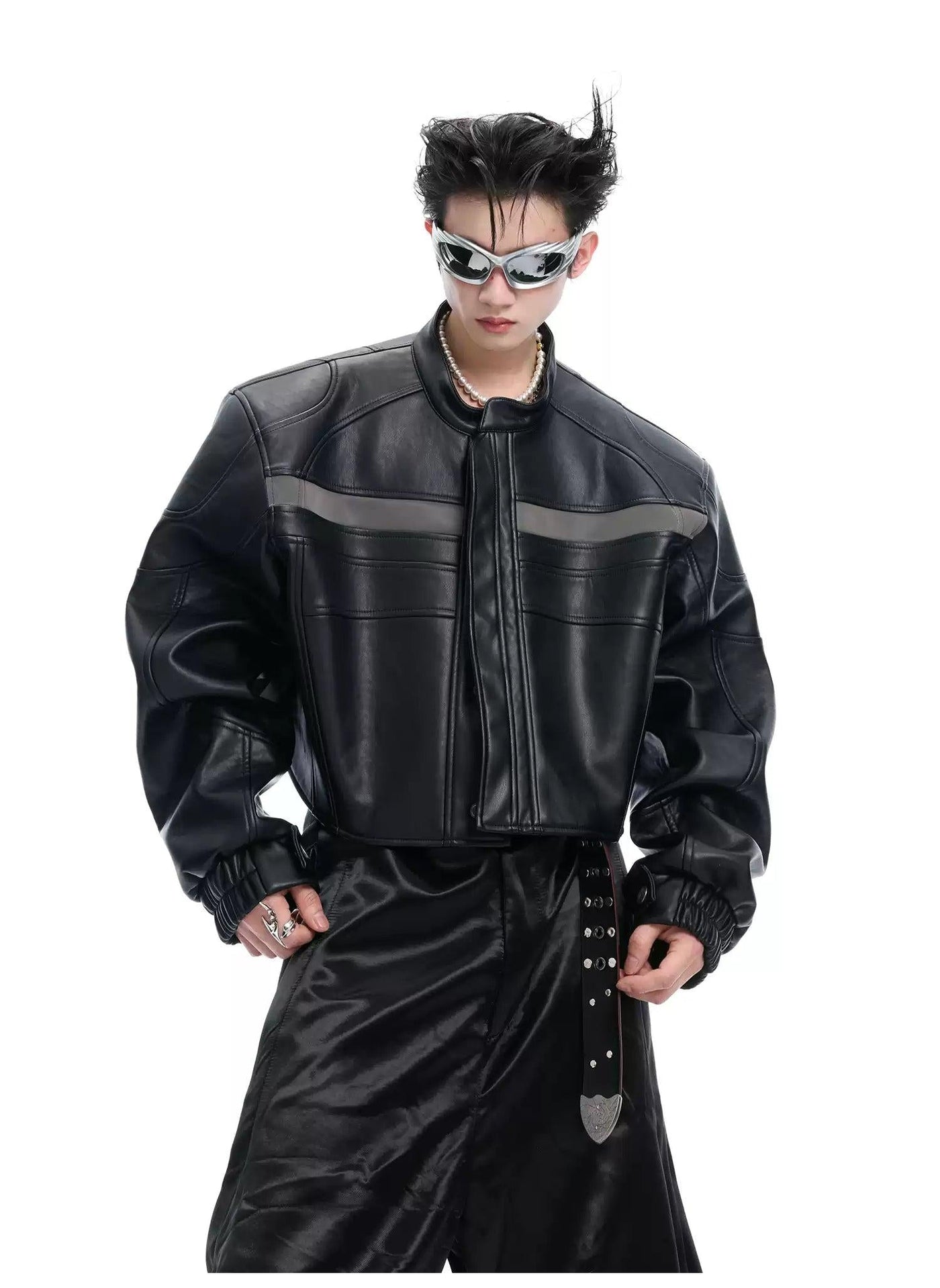 Motosport Short PU Leather Jacket Korean Street Fashion Jacket By Argue Culture Shop Online at OH Vault