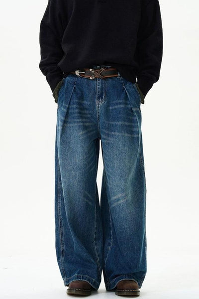 Washed Whisker Lines Jeans Korean Street Fashion Jeans By 77Flight Shop Online at OH Vault