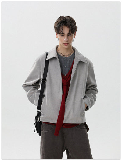Brushed Textured Zip-Up Jacket Korean Street Fashion Jacket By Mr Nearly Shop Online at OH Vault