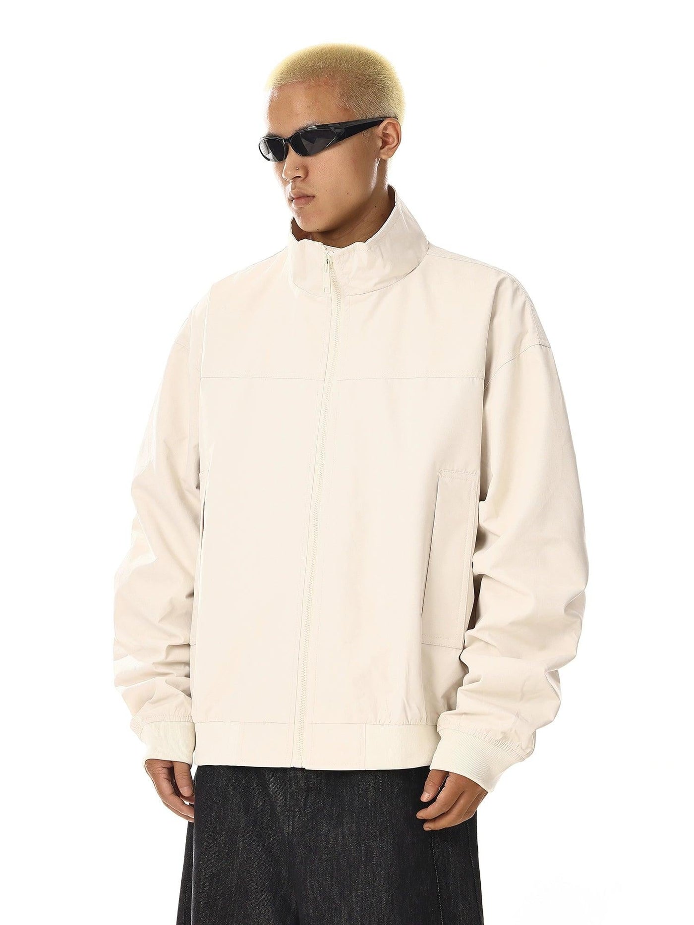 Solid Clean Fit Full-Zip Jacket Korean Street Fashion Jacket By MEBXX Shop Online at OH Vault