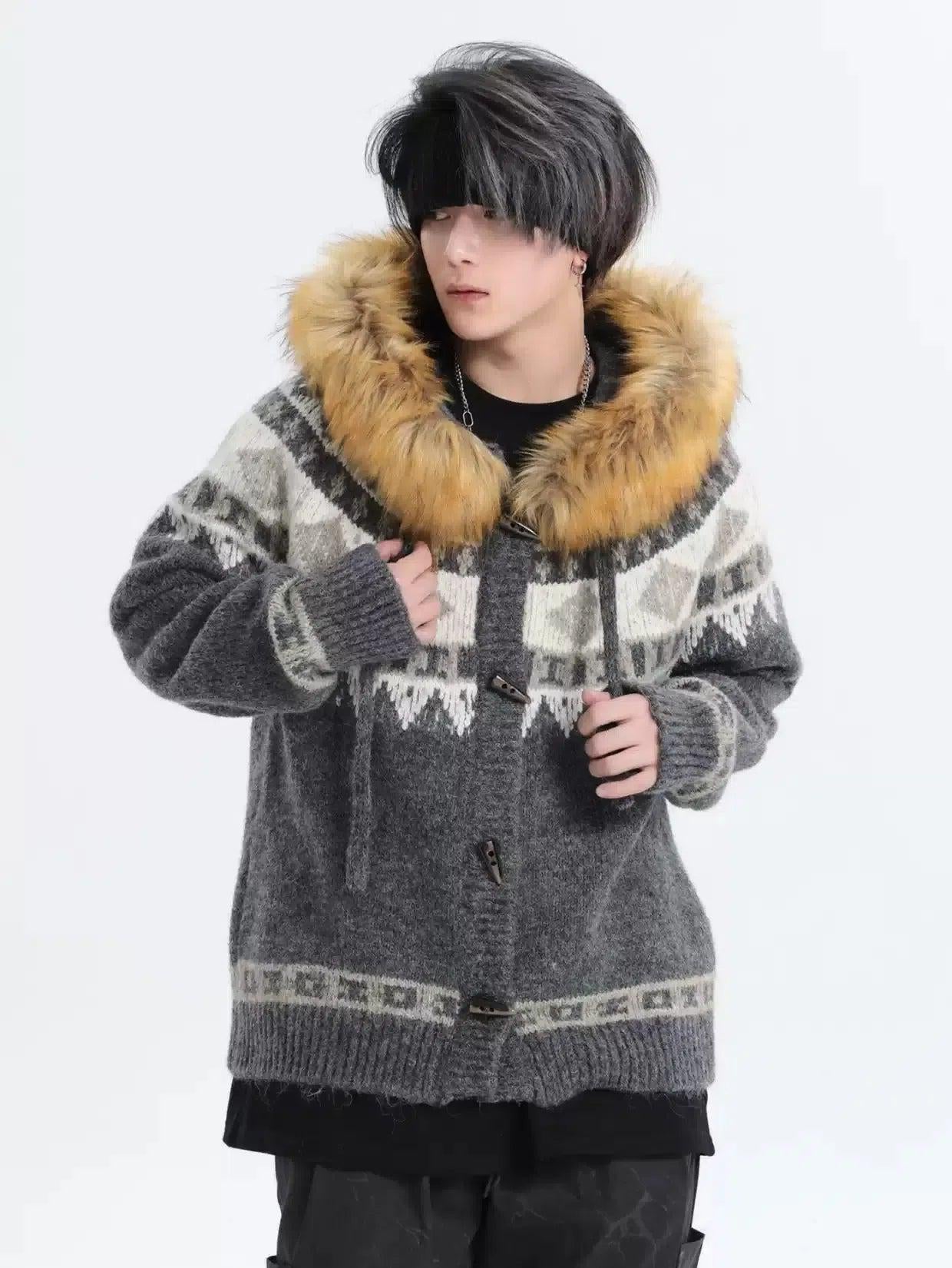 Faux Fur Line Hood Sweater Korean Street Fashion Sweater By INS Korea Shop Online at OH Vault