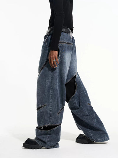 Blades and Zips Washed Jeans Korean Street Fashion Jeans By Blind No Plan Shop Online at OH Vault