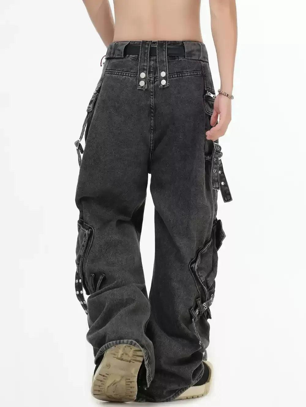Multiple Detail Washed Jeans Korean Street Fashion Jeans By INS Korea Shop Online at OH Vault