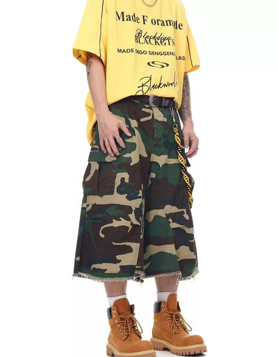 Raw Edge Camouflage Cargo Shorts Korean Street Fashion Shorts By Blacklists Shop Online at OH Vault