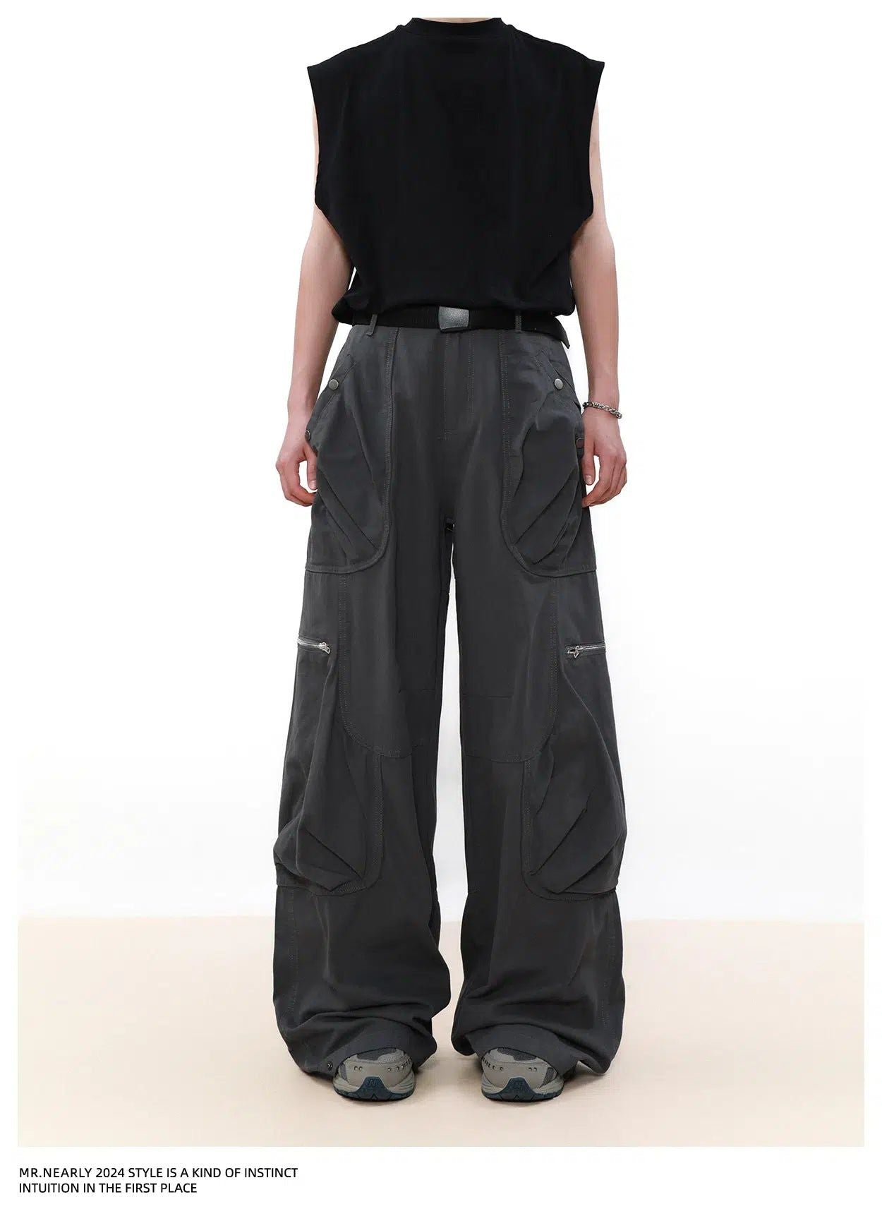 Pleated Pocket Cargo Pants Korean Street Fashion Pants By Mr Nearly Shop Online at OH Vault