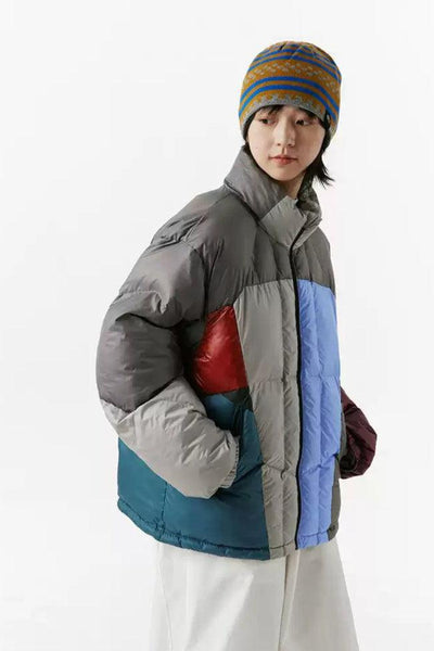 Color Block Quilted Puffer Jacket Korean Street Fashion Jacket By Crying Center Shop Online at OH Vault