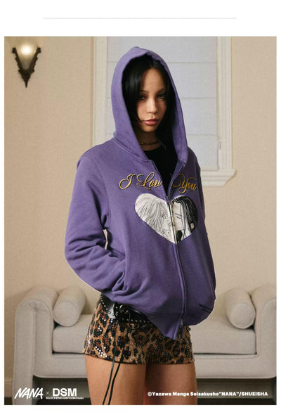 Heart Shape Graphic Zipped Hoodie Korean Street Fashion Hoodie By Donsmoke Shop Online at OH Vault