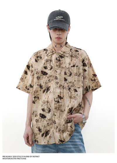 Butterfly Full-Print Shirt Korean Street Fashion Shirt By Mr Nearly Shop Online at OH Vault