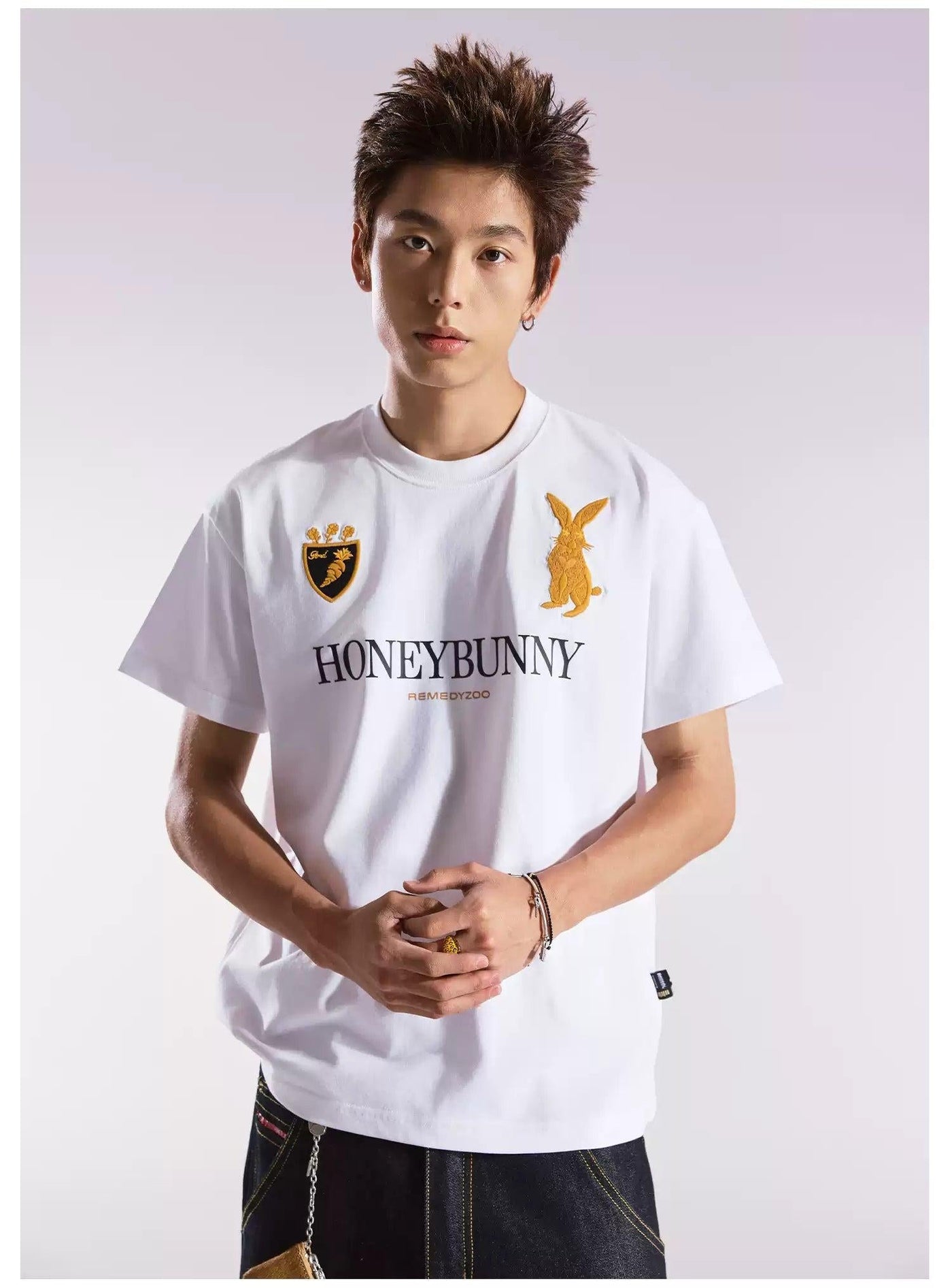 Embroidered Graphic Print T-Shirt Korean Street Fashion T-Shirt By Remedy Shop Online at OH Vault