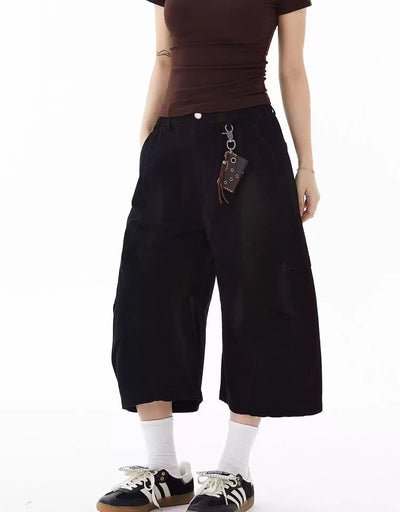 Smudged Detail Pleated Cargo Shorts Korean Street Fashion Shorts By Blacklists Shop Online at OH Vault