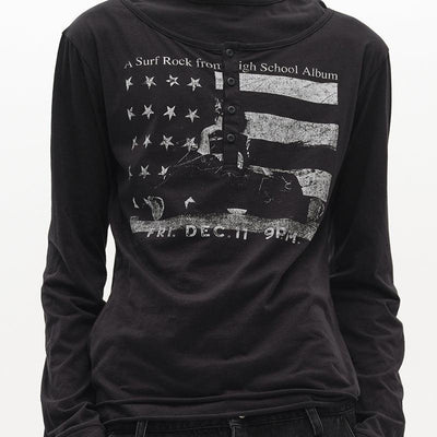 BNW Graphic Layered Henley T-Shirt Korean Street Fashion T-Shirt By Pioneer of Heroism Shop Online at OH Vault