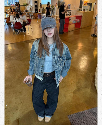 Faded and Buttoned Denim Jacket Korean Street Fashion Jacket By Made Extreme Shop Online at OH Vault