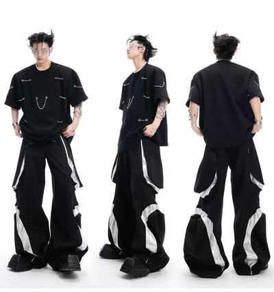 Scattered Chain Holes T-Shirt Korean Street Fashion T-Shirt By Argue Culture Shop Online at OH Vault