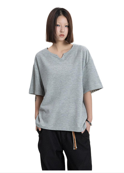Waffle Grid Boxy T-Shirt Korean Street Fashion T-Shirt By Made Extreme Shop Online at OH Vault