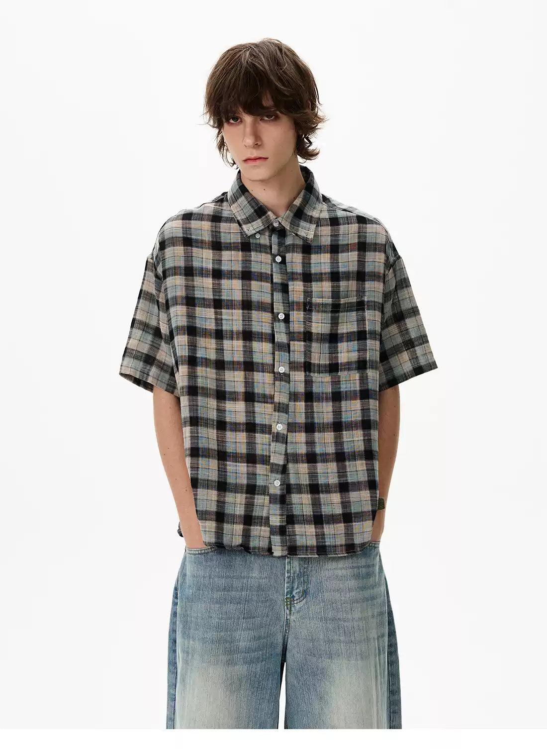 Boxy Casual Checkered Shirt Korean Street Fashion Shirt By 77Flight Shop Online at OH Vault