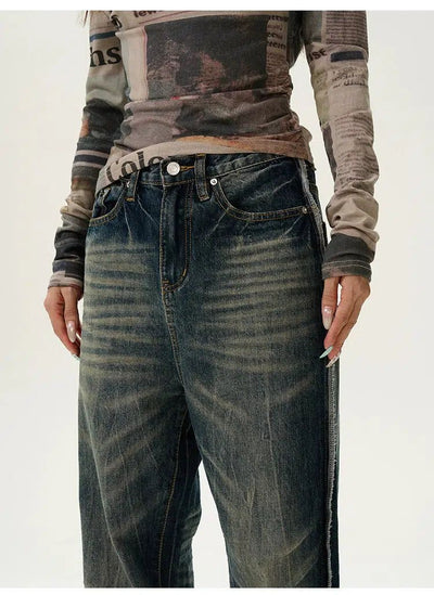 Whiskered Flared Straight Jeans Korean Street Fashion Jeans By 77Flight Shop Online at OH Vault