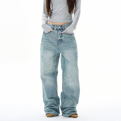 Faded Whiskers Straight Jeans Korean Street Fashion Jeans By 77Flight Shop Online at OH Vault