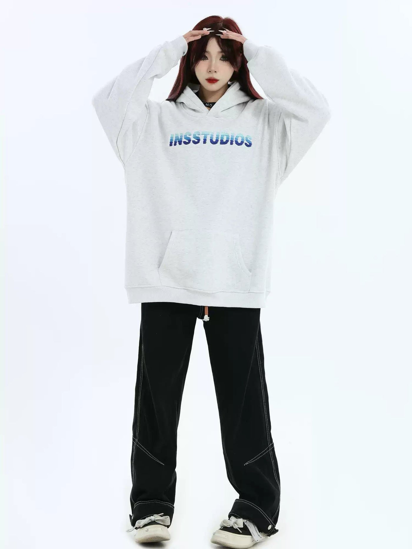 Color Gradient Stitch Hoodie Korean Street Fashion Hoodie By INS Korea Shop Online at OH Vault