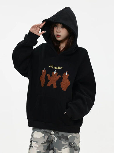Flock Embroidered Hoodie Korean Street Fashion Hoodie By INS Korea Shop Online at OH Vault
