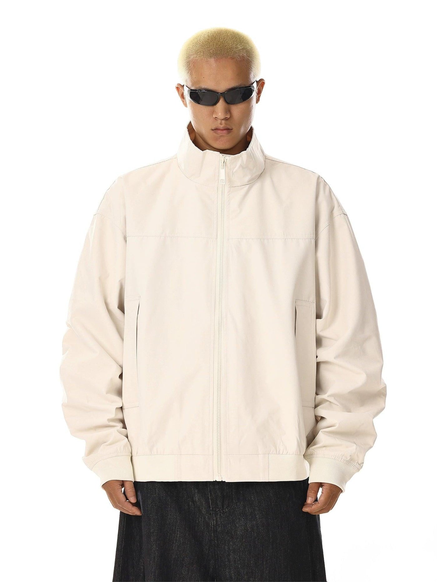Solid Clean Fit Full-Zip Jacket Korean Street Fashion Jacket By MEBXX Shop Online at OH Vault