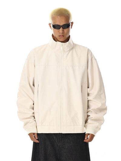 Solid Clean Fit Full-Zip Jacket Korean Street Fashion Jacket By MEBXX Shop Online at OH Vault