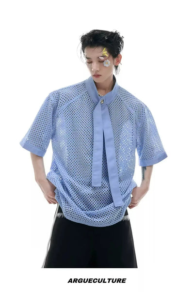 Hollowed Mesh Strap Shirt Korean Street Fashion Shirt By Argue Culture Shop Online at OH Vault