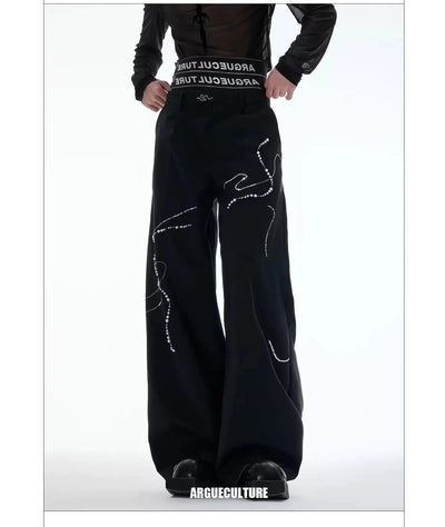 Pearled Abstract Line Pants Korean Street Fashion Pants By Argue Culture Shop Online at OH Vault