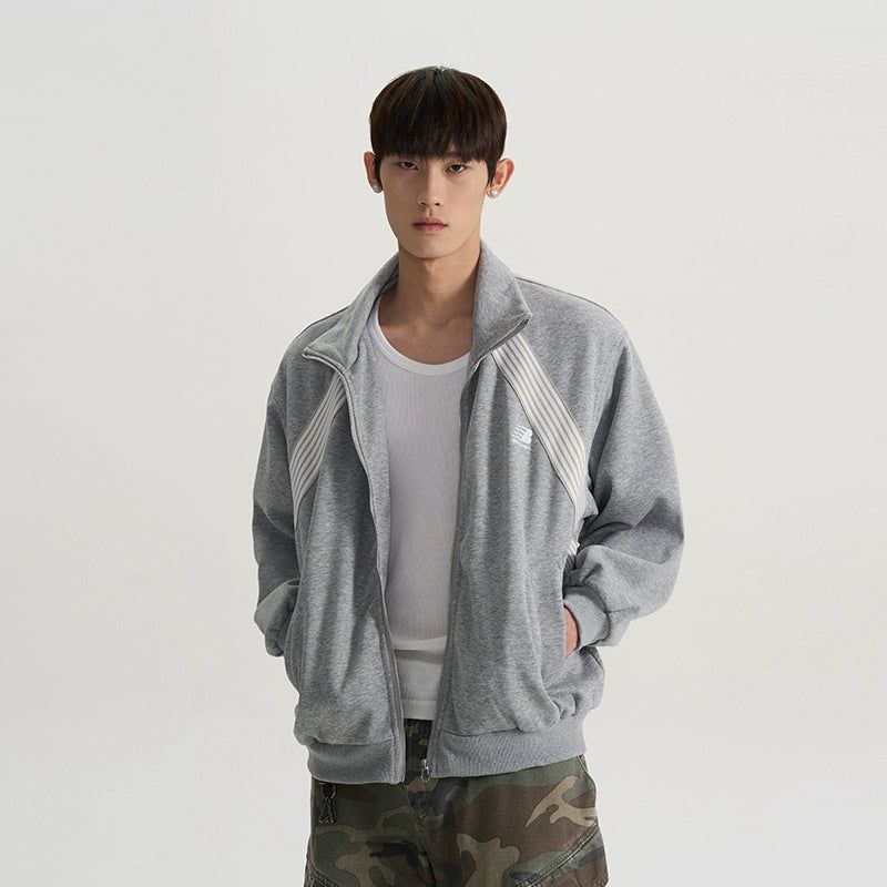 Zip-Up Striped Line Jacket Korean Street Fashion Jacket By A PUEE Shop Online at OH Vault