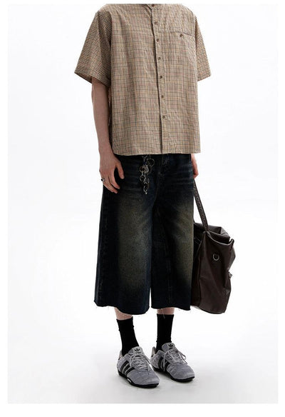 Washed Raw Edge Denim Shorts Korean Street Fashion Shorts By A PUEE Shop Online at OH Vault