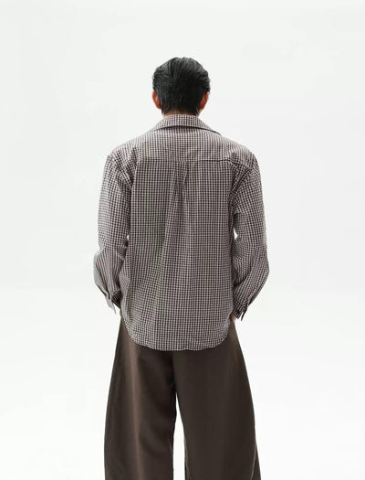 Retro Gingham L/S Shirt Korean Street Fashion Shirt By Turn Tide Shop Online at OH Vault