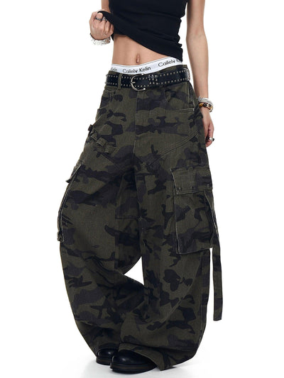 Multiple Flap Pockets Camouflage Pants Korean Street Fashion Pants By Blacklists Shop Online at OH Vault