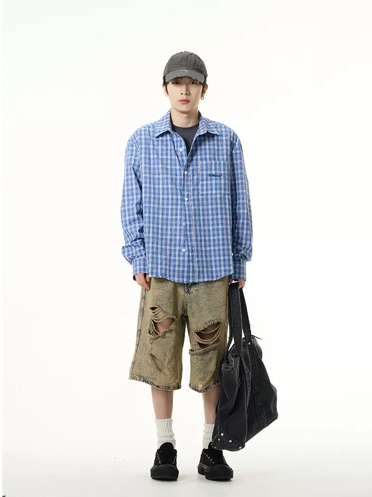 Rust Washed Denim Shorts Korean Street Fashion Shorts By 77Flight Shop Online at OH Vault