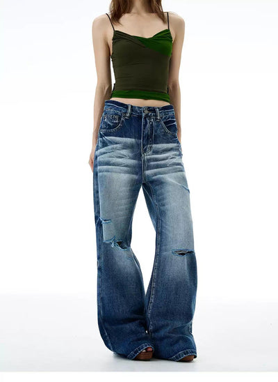 Whiskers Highlight Ripped Jeans Korean Street Fashion Jeans By 77Flight Shop Online at OH Vault