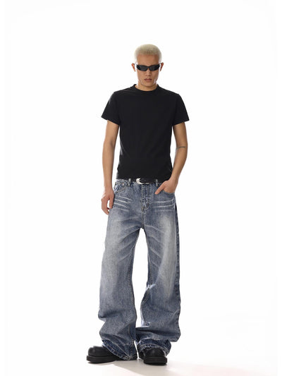 Whisker Faded Straight Cut Jeans Korean Street Fashion Jeans By MEBXX Shop Online at OH Vault