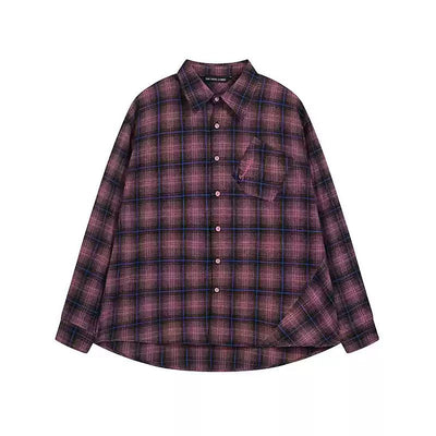 Back Embroidery Plaid Shirt Korean Street Fashion Shirt By MaxDstr Shop Online at OH Vault