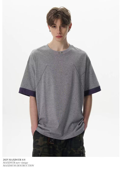 Contrast Sleeve Cuff T-Shirt Korean Street Fashion T-Shirt By MaxDstr Shop Online at OH Vault