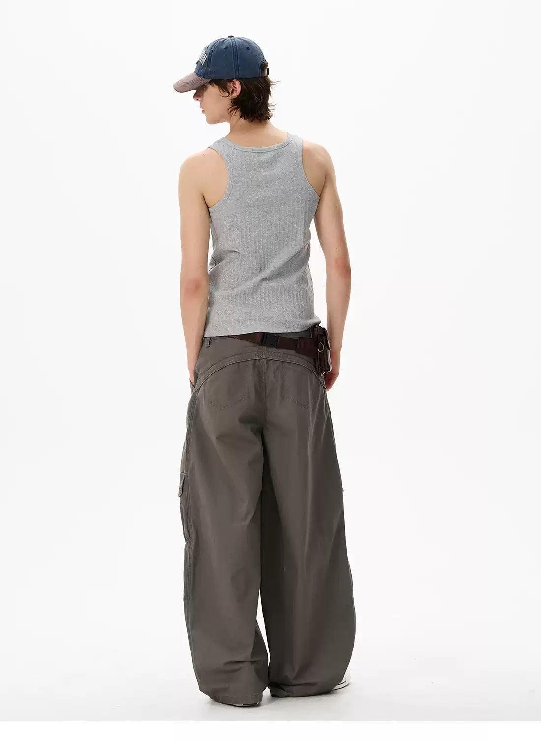 Basic Structured Cargo Jeans Korean Street Fashion Jeans By 77Flight Shop Online at OH Vault