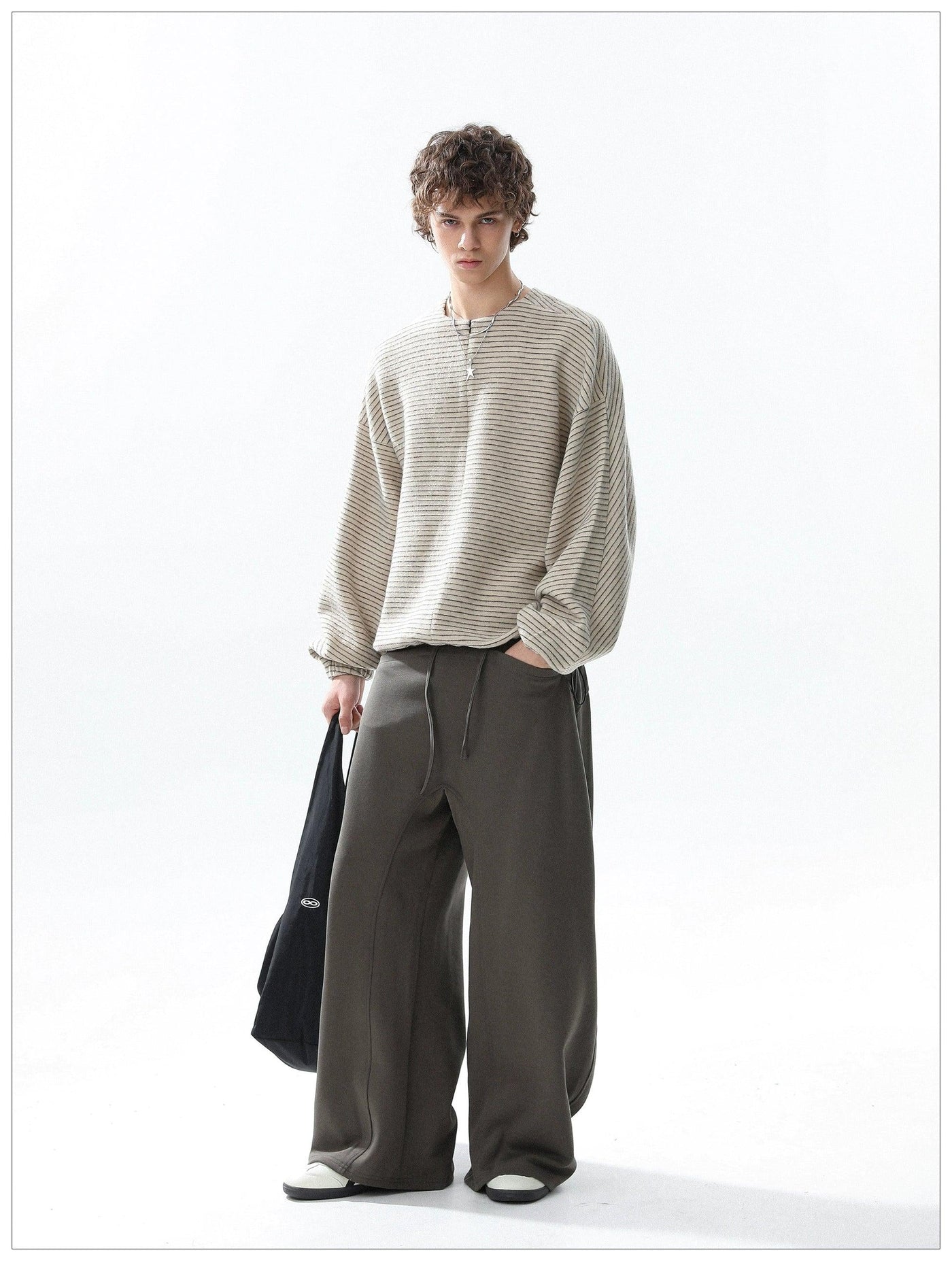 Thin Striped Clean Fit Half-Zip Korean Street Fashion Half-Zip By Mr Nearly Shop Online at OH Vault