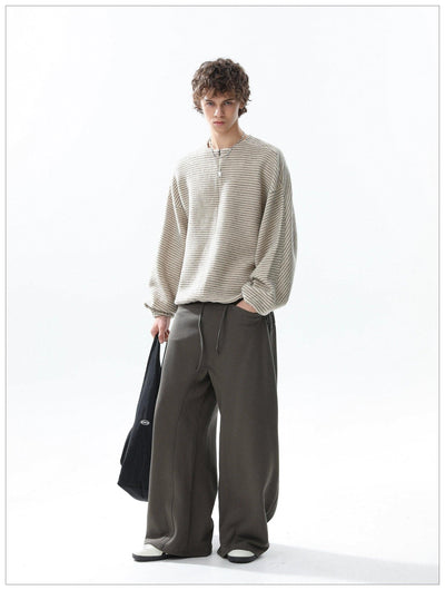 Thin Striped Clean Fit Half-Zip Korean Street Fashion Half-Zip By Mr Nearly Shop Online at OH Vault