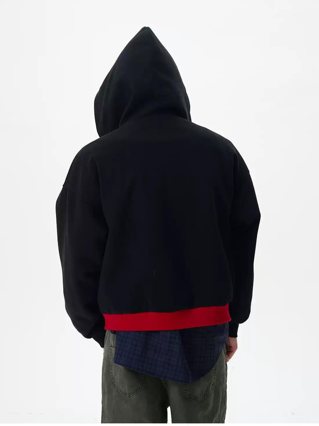 Contrast Color Zip-Up Hoodie Korean Street Fashion Hoodie By 77Flight Shop Online at OH Vault