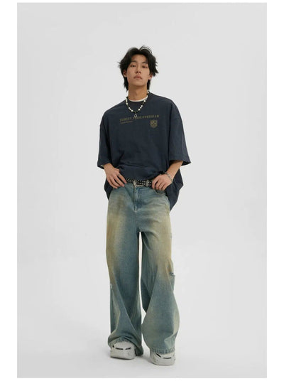 Rust Fade Loose Jeans Korean Street Fashion Jeans By JHYQ Shop Online at OH Vault