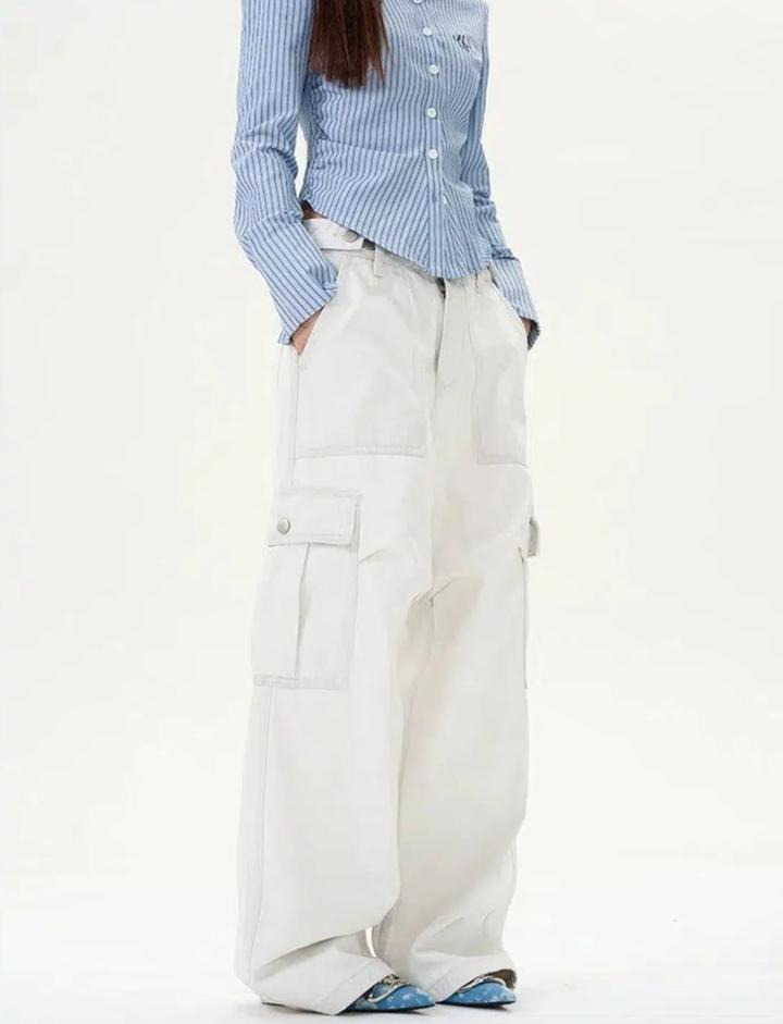 Functional Clean Fit Loose Cargo Pants Korean Street Fashion Pants By 77Flight Shop Online at OH Vault